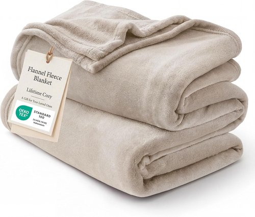 Bedsure GentleSoft Fleece Throw Blanket - Cozy Lightweight Plush Blanket for Couch, 50x70 inches, Oxford Tan