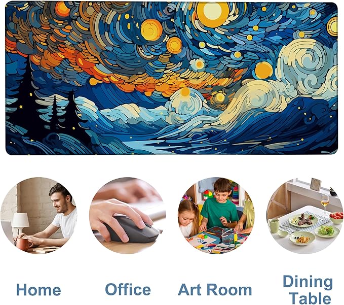 NITAHHHY Large Mouse Pad Starry Sky Gaming Desk Pad Computer Keyboard Non-Slip Waterproof Mouse Mat with Rubber Base and Stitched Edges Entertainment Office Writing Desk Mat 35.4 x 15.7 Inches