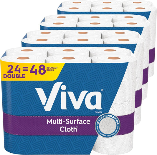 Viva Multi-Surface Cloth Paper Towels - 24 Double Rolls | 110 Sheets Per Roll for Ultimate Cleaning