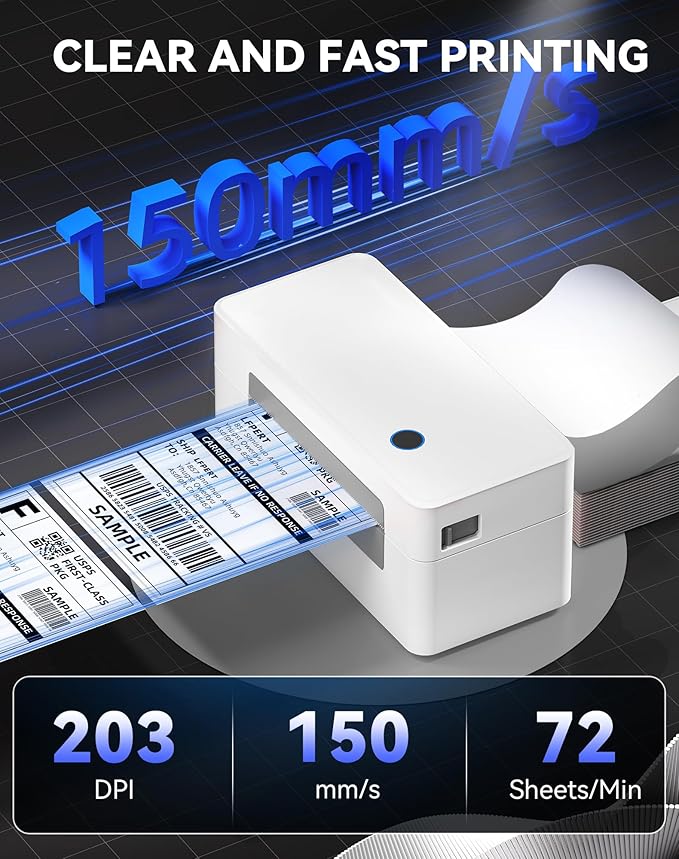 LFPERT Bluetooth Thermal Label Printer, Wireless 4x6 Shipping Label Printer for Small Business & Shipping Package Compatible with Android, iOS, Windows & Mac, Used for Amazon, Ebay, Shopify, USPS Etc