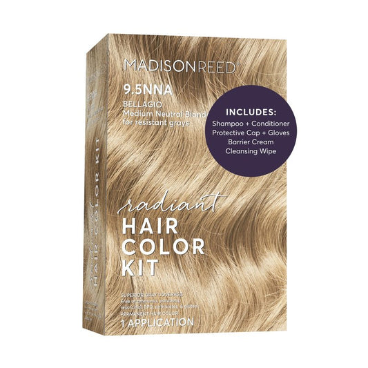 Madison Reed Radiant Hair Color Kit - 9.5NNA Medium Neutral Blonde (Bellagio Blonde), Permanent Hair Dye for Resistant Grays, 100% Gray Coverage | PPD-Free & Ammonia-Free, 1 Pack