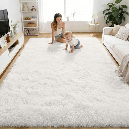 OLANLY Area Rug - Soft Fluffy Shaggy Design | Machine Washable 4x5.9 ft for Living Room & Bedroom