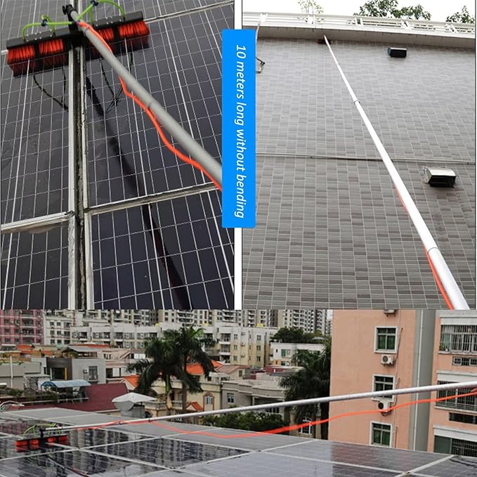 Photovoltaic Panel Window Cleaning Telescopic Pole, Water Fed Extendable Brush, Suitable for Cleaner Conservatory Roof Photovoltaic Panel Cleaning, 10poles 35brush Head