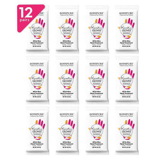 Bodipure Keratin Hand Mask Gloves for Dry Cracked Hands – Deep Moisturizing Cuticle Repair Treatment – Professional Spa Hydrating Gloves for Soft Hands & Nails – 12 Pair Pack