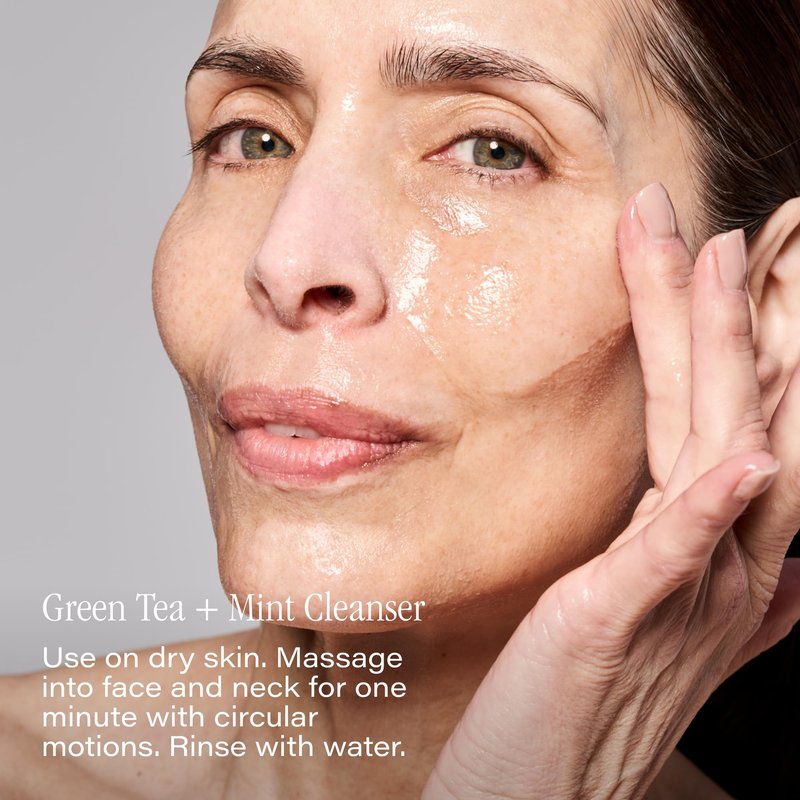SKINN Day & Night Face Wash for Women & Men - Refreshing Green Tea & Mint Infusion, Nourishing Olive & Enzyme Formula - Complete AM/PM Cleanser Set for Hydrated