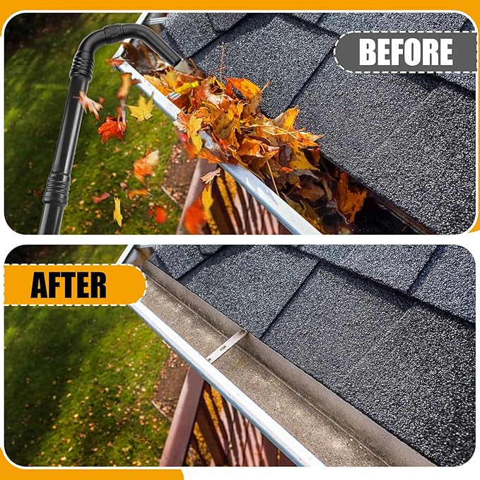 Zipcase Gutter Cleaning Kit - 9.25 ft Safe, with 360Â° Adjustable Nozzle, Ground-Level Leaf Blower Gutter Attachment Compatible with EGO 530CFM / 580CFM / 575CFM / 650CFM/ 615CFM/LBX6000 Leaf Blowers