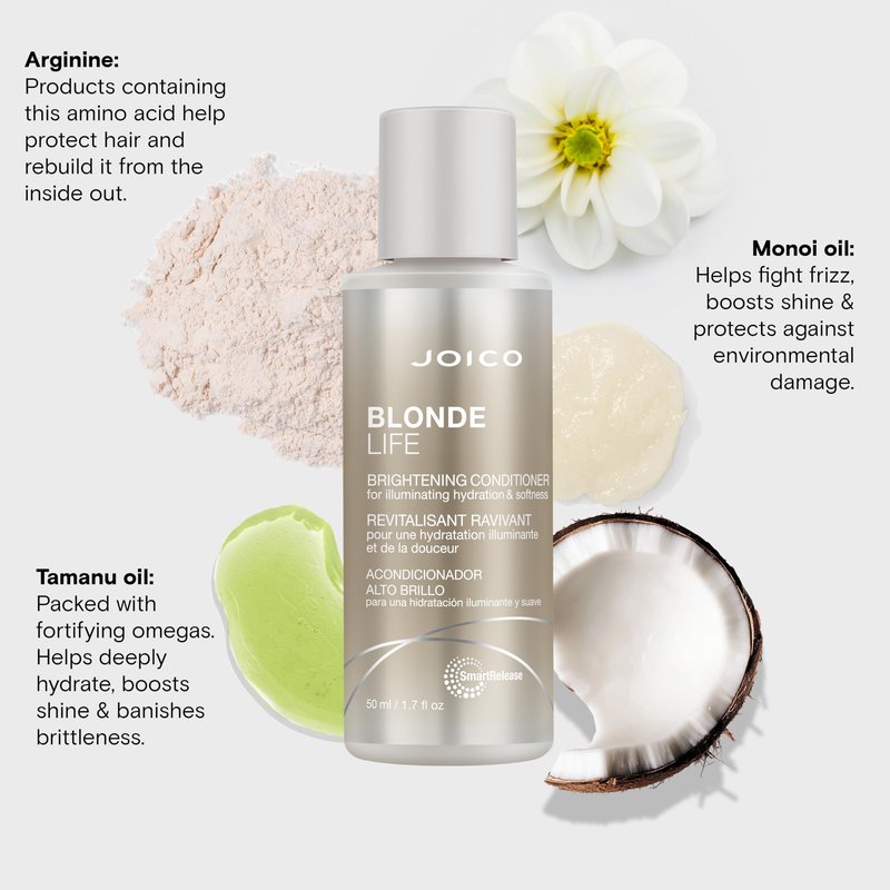 Joico Blonde Life Brightening Conditioner | For Blonde Hair | Illuminate Hydration & Softness | Add Softness & Smoothness | Sulfate Free | With Monoi & Tamanu Oil | 1.7 Fl Oz