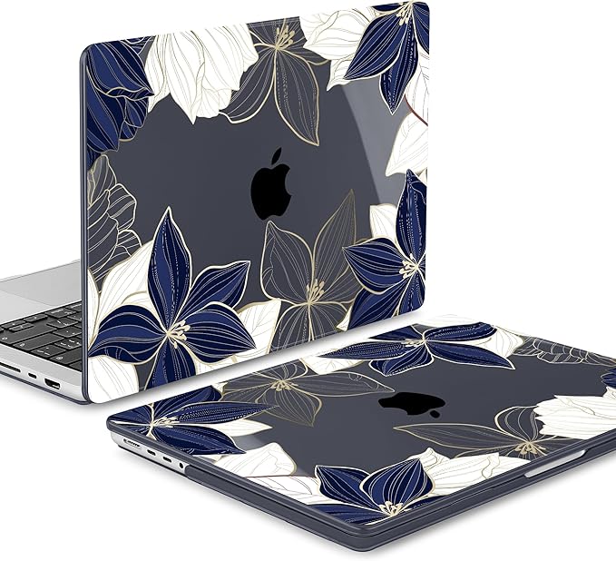 Mektron Case for 2026 M5 MacBook Pro 16 inch A3429 A3428 M4 A3403 A3186 M3 A2991 M2 A2780 M1 A2485 (2021-2025) Pro/Max with Liquid Retina XDR, Hard Shell Plastic Laptop Cover, Gold line Lily