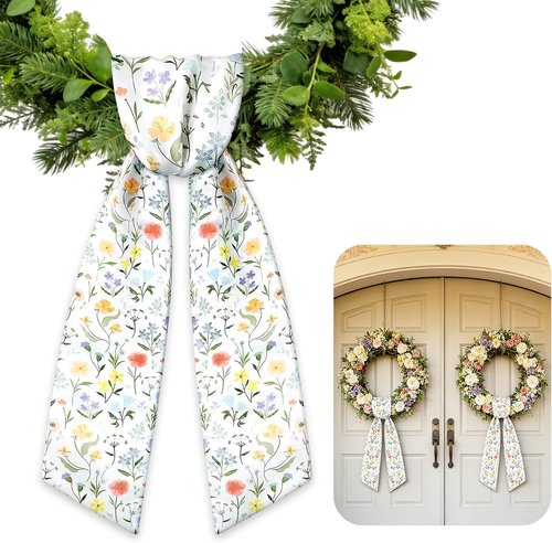 AZYM Wreath Sash Set - Beautiful Wildflower Ribbon Accessories for Indoor/Outdoor Decor