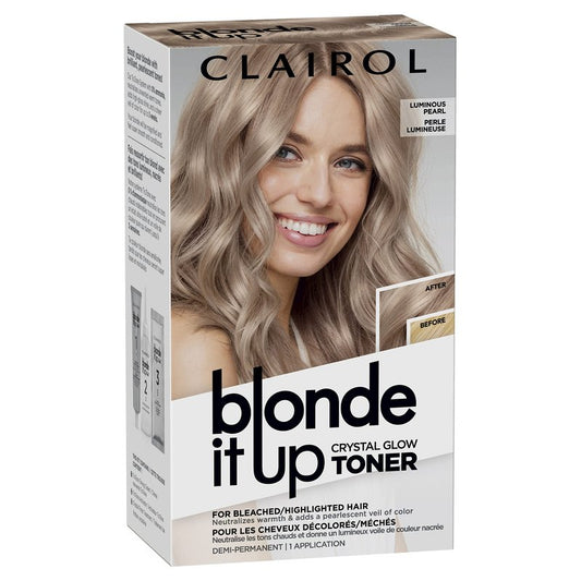Clairol Blonde It Up Crystal Glow Toners Demi-Permanent Hair Dye, Luminous Pearl Hair Color | Ammonia Free | Add Pearlescent Tones to Pre-Lightened Shades | Neutralizes Warmth | Pack of 1