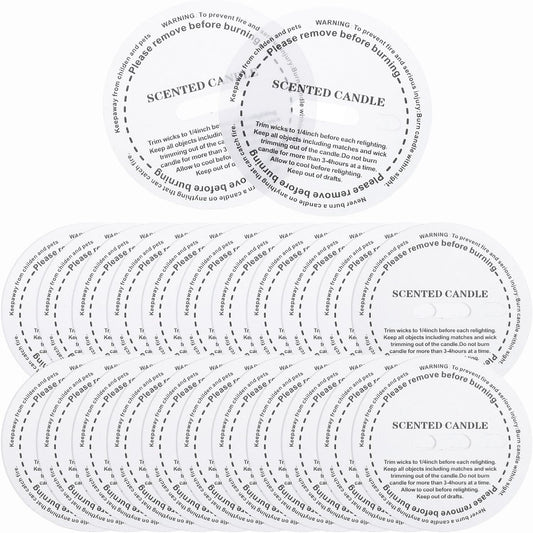 MECCANIXITY Candle Dust Covers - 60 Pcs Round 5cm Translucent Drip Protectors for Craft Jars | Letter Pattern