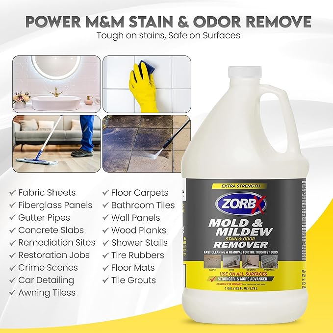 ZORBX Extra Strength Cleaner Spray 128 FL Oz Refill â Scrub Free Formula - Bleach Free Formula for Shower, Bathroom, Ceiling, Carpet, Cars, Walls & Wood