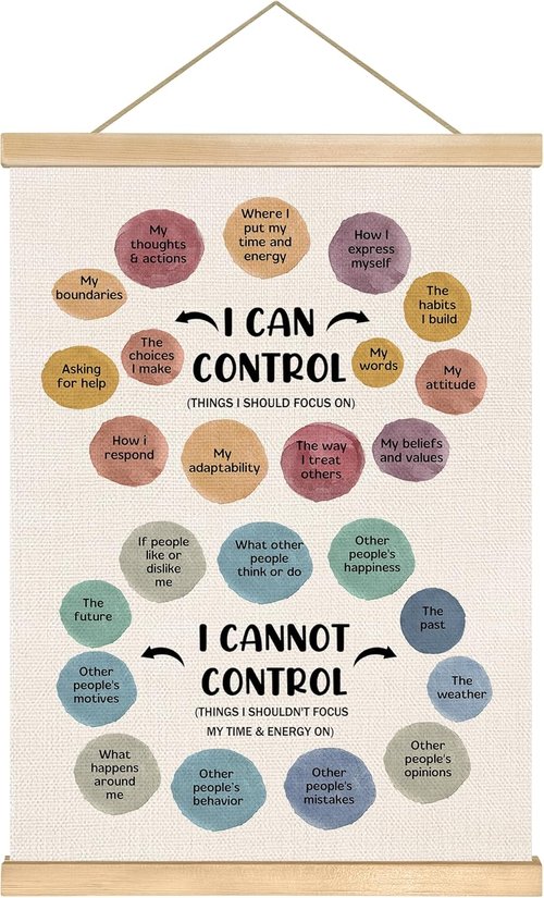 I Can Control Wall Art Poster - Positive Affirmation Canvas for Mental Health | 18.5x14in Colorful Decor