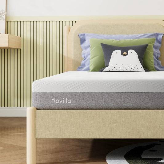 Novilla Twin XL Mattress, Memory Foam Mattress 8 inch for Pressure Relief, Enhanced Support & Plush Comfort, Grey & White