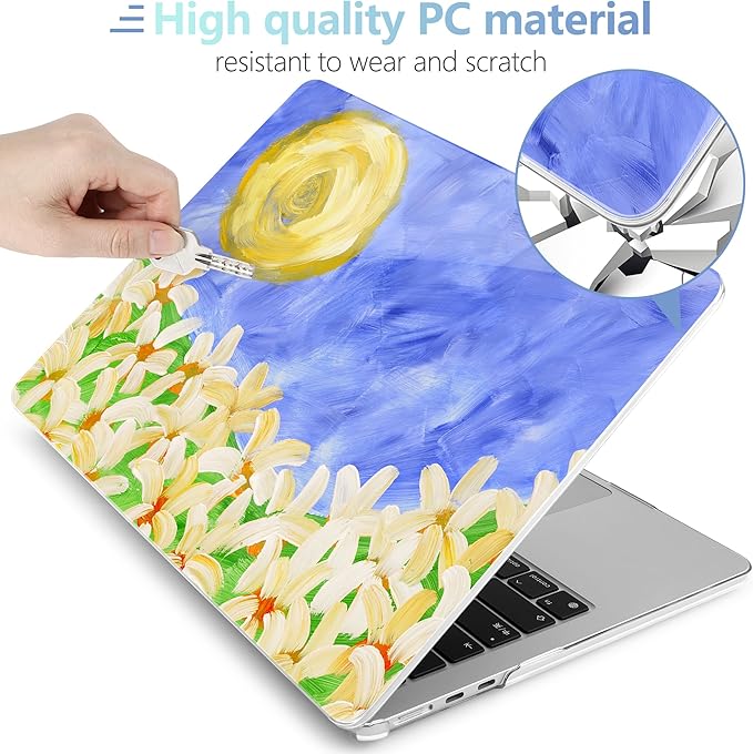 MEEgoodo Case for M5/M4/M3/M2 MacBook Air 13.6 inch Case 2026 2025 2024 2022, Fit Model A3449/A3240/A3113/A2681, Laptop Hard Shell Compatible with MacBook Air 13 inch, Summer Flowers
