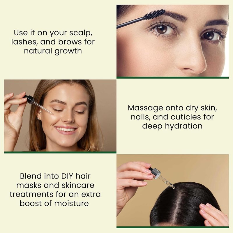 Pure Castor Oil - Cold Pressed 100% Natural Oil for Hair Growth, Skin & Nails | 10oz with Dual Mascara & Dropper