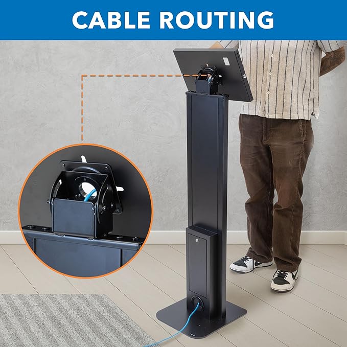 Mount-It! Anti-Theft iPad Floor Stand Kiosk, Locking Tablet Floor Stand for iPad Gen 7–11 & A16, Air & Pro (10.2"–11"), Commercial Kiosk for Retail, Lobby & Trade Show, Black