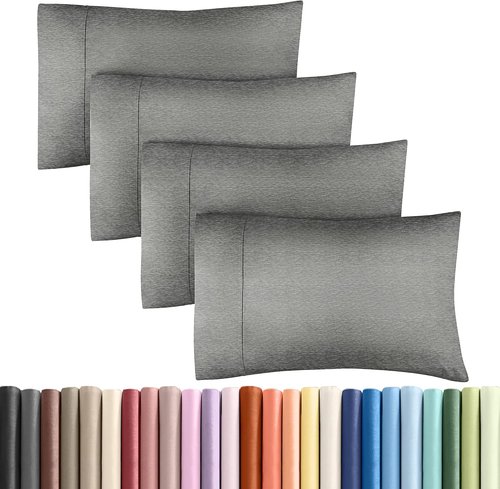 King Pillow Cases by [Brand Name] - Ultra Soft Hotel Quality Covers | Comfy, Cozy & Wrinkle-Free | 4-Piece Set in Heathered Grey