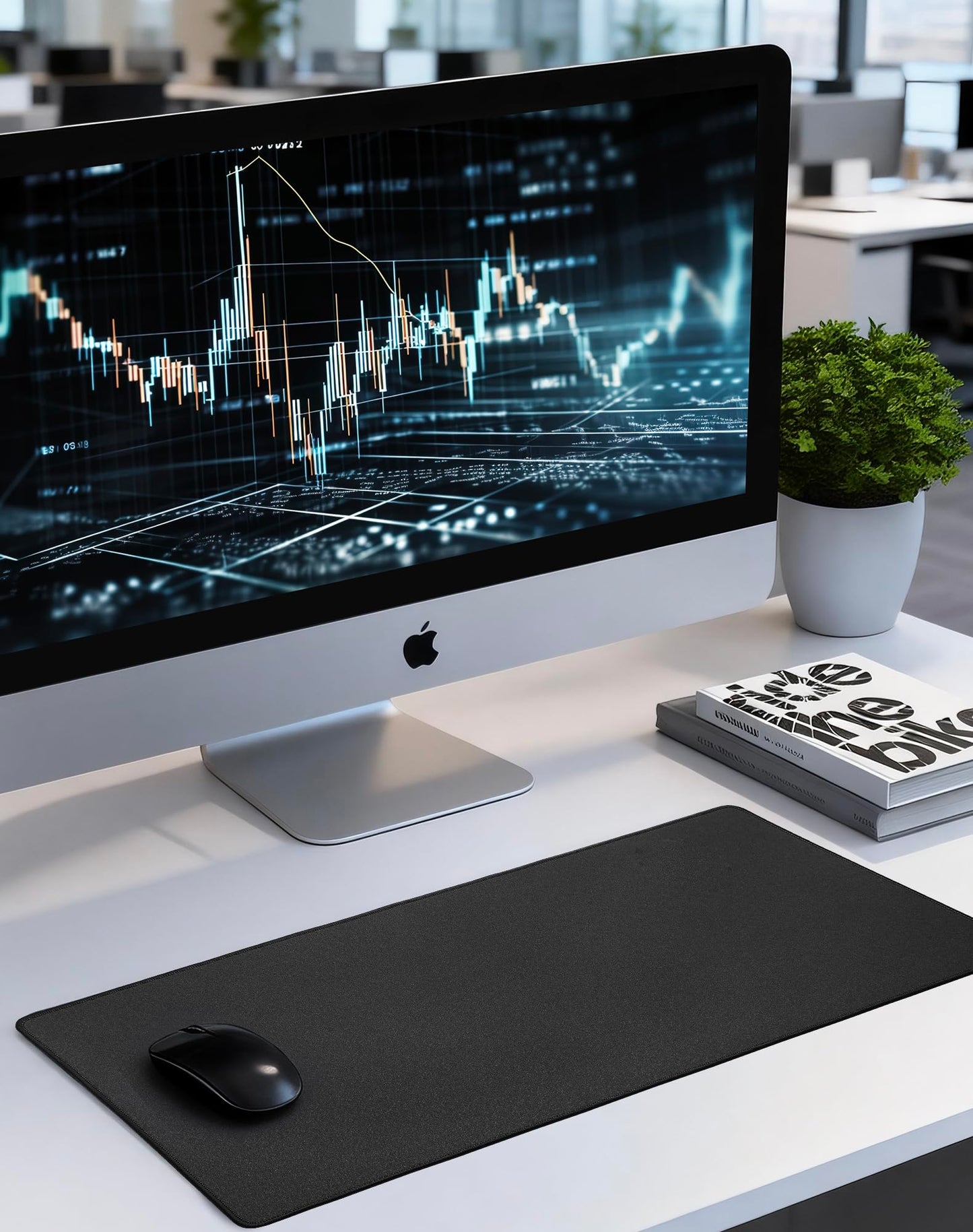 ALOANES Black Waterproof Desk Mat, Large, with Extended Mouse Mat, Office Desk Protector with Anti-Slip Base, Stitched Edge, Grain Jacquard Surface, Perfect for Gamer, Home, XL,11.81''x27.56''x0.12'