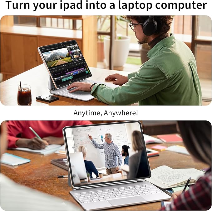 Otuoor iPad Pro 13-inch Case with Keyboard (M5 2025/M4 2024), Uninterrupted View, Snap Tight, Magic Keyboard iPad Pro 13-inch with Effortless Command, Comfort Angle, White