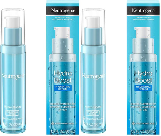 Neutrogena Hydro Boost Hydrating Hyaluronic Acid Serum, Oil-Free and Non-Comedogenic Face Serum Formula for Glowing Complexion, Oil-Free & Non-Comedogenic, 1 fl. oz (Pack of 2)