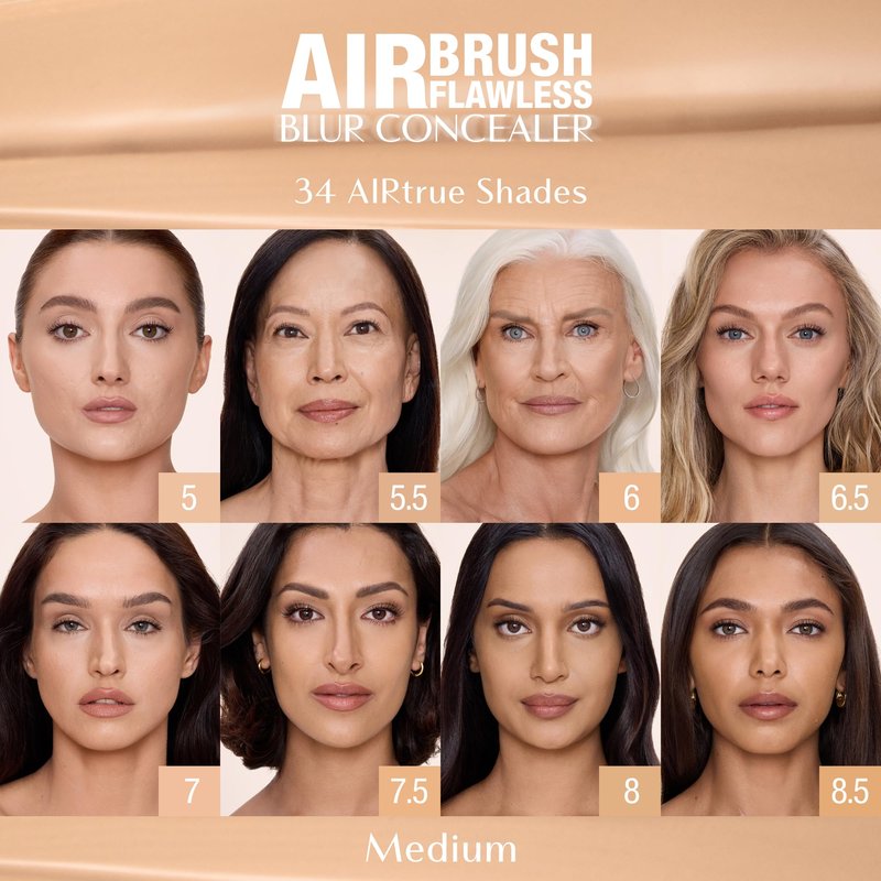 Charlotte Tilbury AIRbrush Flawless Blur Concealer - Concealer for Dark Circles, Blemishes & More - Hydrating, Full Coverage with a Natural Matte Finish - 5.5 Medium