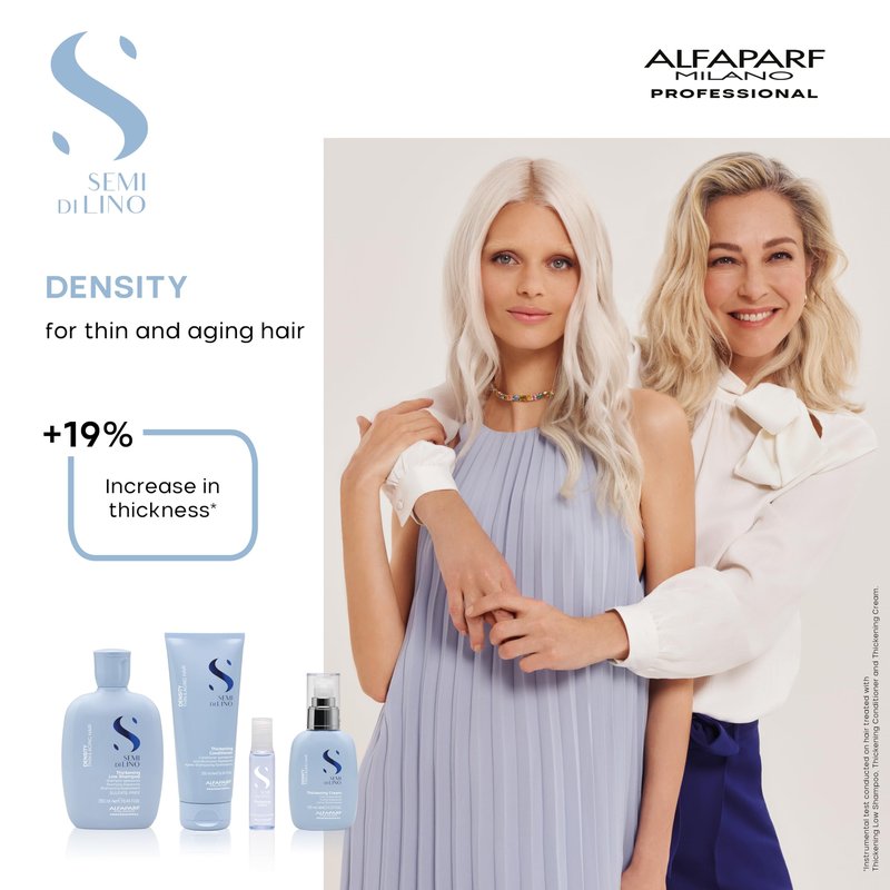 Alfaparf Milano Semi di Lino Density Thickening Serum with Heat Protection – Leave-In for Fine and Thinning Hair - Plumps with Peptide and Amino Acids - Adds Volume, Body, Shine - 6 Vials