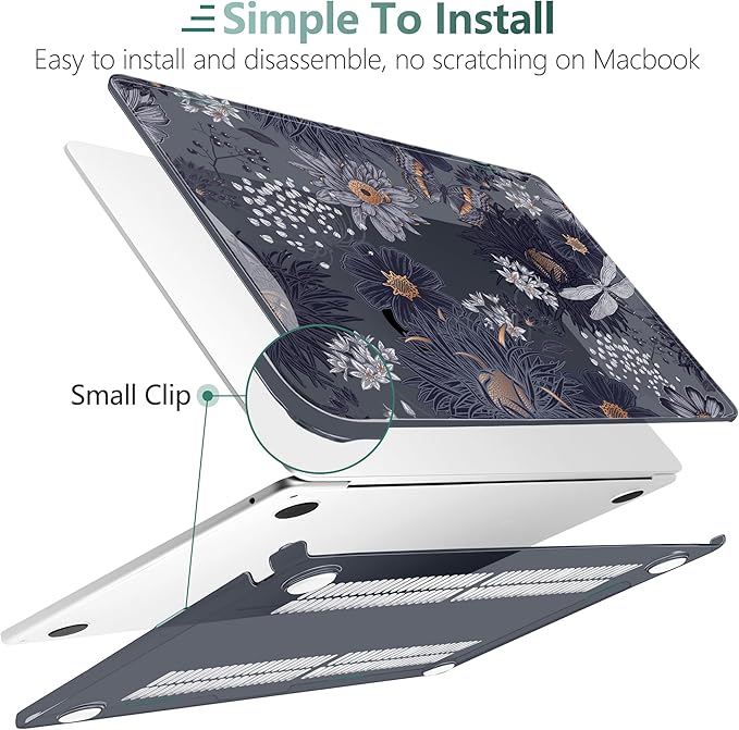 TWOLSKOO for MacBook Air 15 inch Case 2025 2024 2023 Release M4 A3241 M3 A3114 M2 A2941, Plastic Hard Shell & Screen Protector & Keyboard Cover & Trackpad Film, Wild Flower