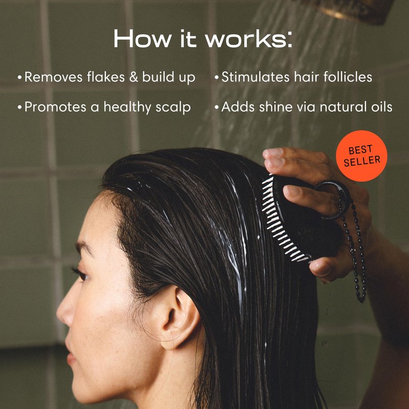 Jupiter Scalp Exfoliator - Scalp Massager Tool for Wet & Dry Hair - Ergonomic Detangler Brush - Dandruff Comb & Scrub to Remove Dandruff & Buildup and Support Circulation - Black