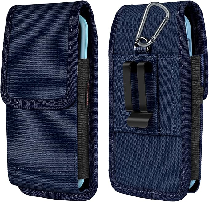ACCKUO Phone Holster for Belt with Metal Clip and Magnetic Closure Compatible with iPhone 17/16/15/14/13/12 Pro and Non-Pro, Galaxy S26 S25 S24 S23 S22 for Everyday Protection, M-Blue