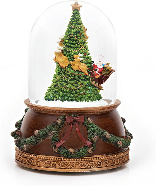 Santa Musical Snow Globe | Rotating Christmas Tree Glitter Dome - 120mm (7.75 Inch)