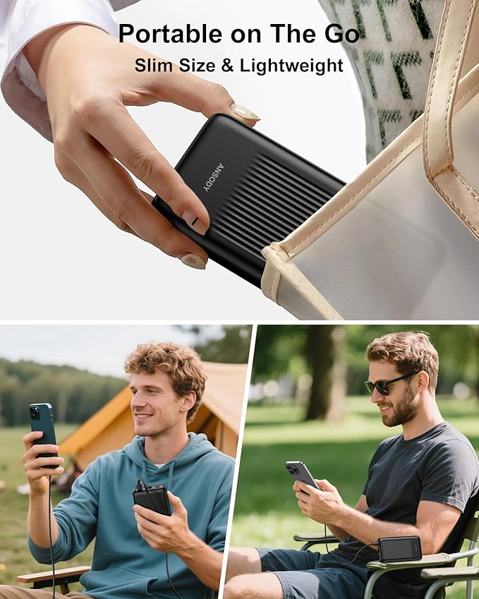 Ansody 2-Pack 10000mAh Power Bank Fast Charging, 22.5W Compact USB C Portable Charger with 2 Outputs & 2 Inputs, LED Display Battery Pack Compatible with iPhone iPad Tablets, Black & White