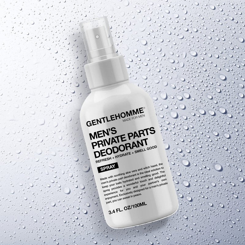 Men's Deodorant Spray for Intimate Areas - Anti-Chafing, Hydrating & Refreshing - with Aloe Vera & Witch Hazel - All Skin Types - Vegan - Amber Scent - 4oz