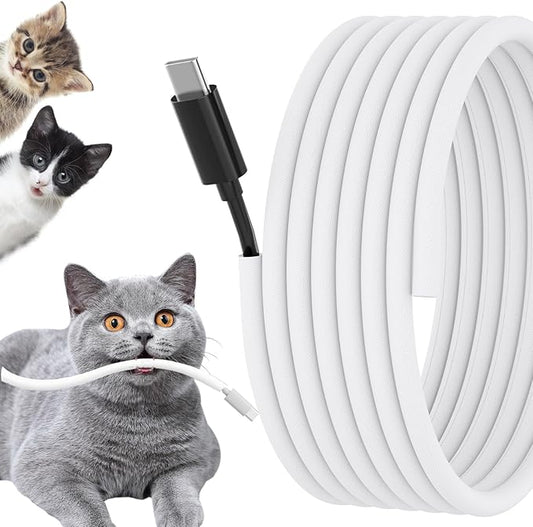 Cord Protectors from Pets No Chew, 1/4 inch 10ft Wire Protector Cord Covers for Pets, Flexible Cable Sleeve Cord Management for TV/Computer/Electric Wires/Phone Charging Cables, White