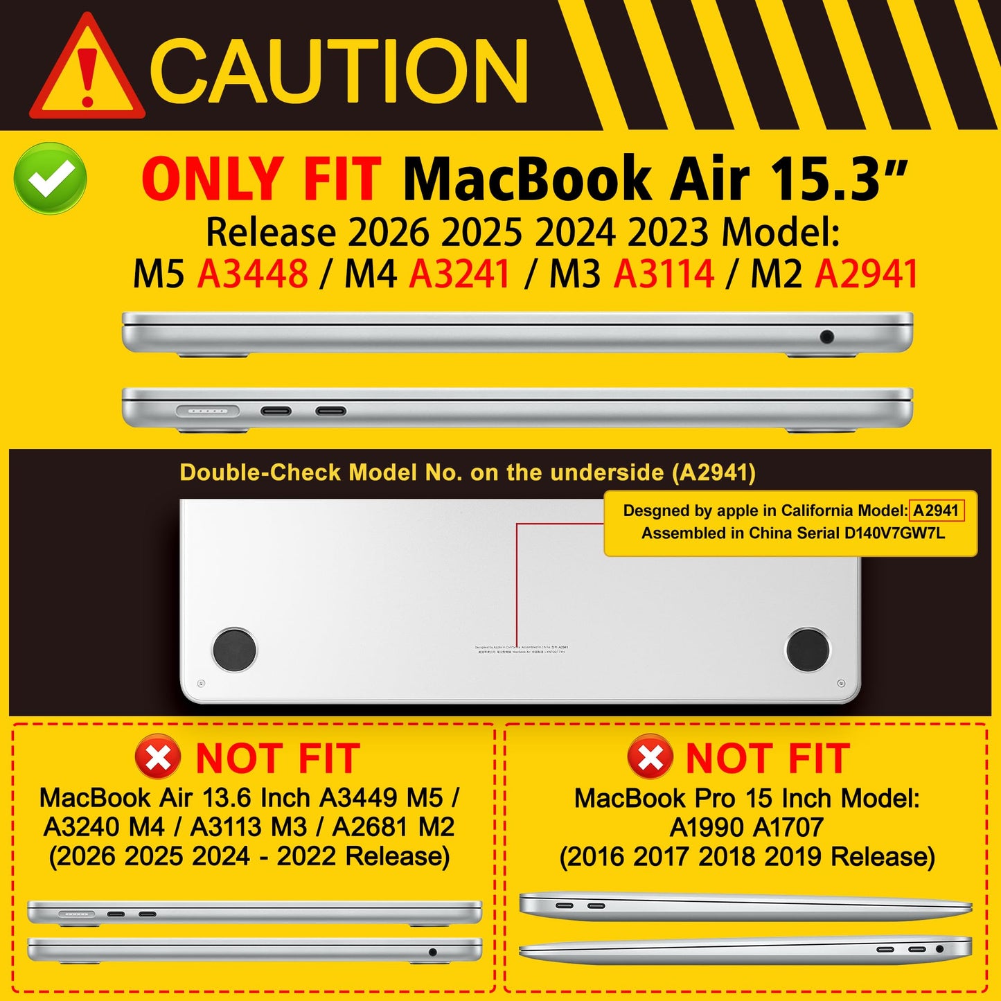Lepeoac Case for 2026/2025/2024/2023 MacBook Air 15-inch Laptop Release M5 A3448 /M4 A3241 /M3 A3114 /M2 A2941, Stylish Protective Hard Shell Cover for MacBook Air 15.3 inch, Bow