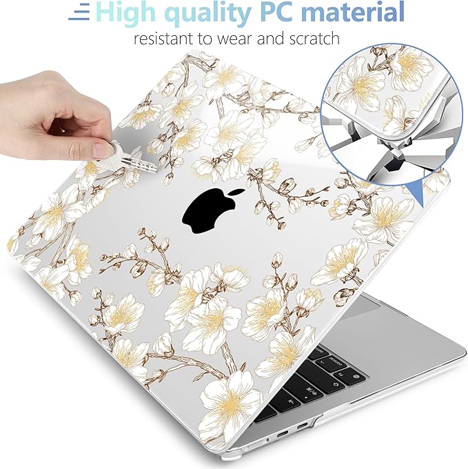 MEEgoodo Case for M5/M4/M3/M2 MacBook Air 13 inch 2026 2025 2024 2022, Fit Model A3449/A3240/A3113/A2681, Case Compatible with MacBook Air 13.6-inch, Cherry Branches