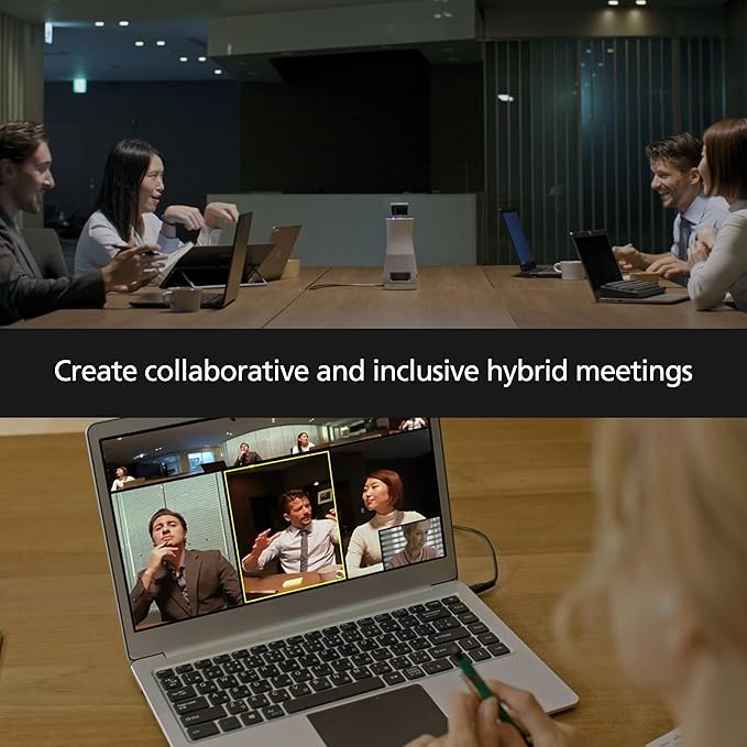 RICOH Meeting 360-360° Conference Room Camera - AI-Powered - Active Speaker Focus - USB-C Bus Powered - Zoom Certified - Works with Microsoft Teams, Google Meet, Cisco Webex