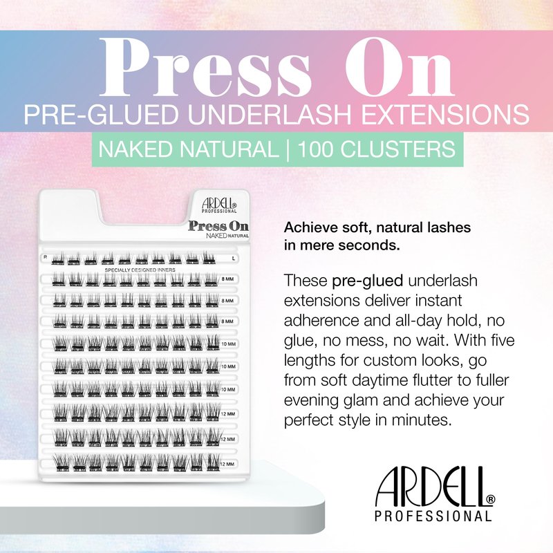 Ardell Press On Lashes Naked Natural – Pre-Glued Underlash Extensions, DIY Lash Clusters, No Glue Needed Cluster Eyelash Extensions, 100 ct