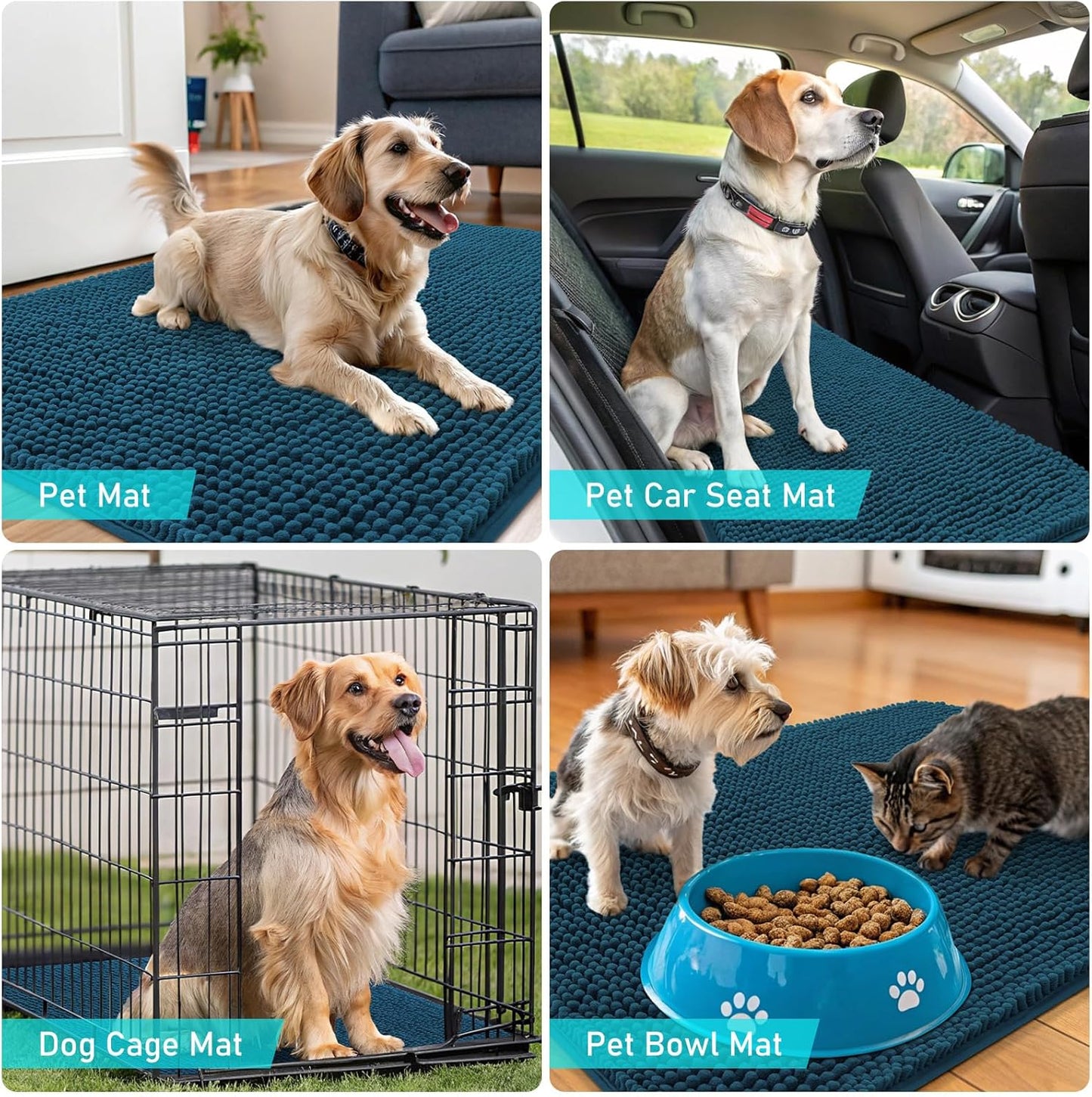 OLANLY Dog Door Mat - Absorbent Non-Slip Washable Doormat for Muddy Paws | 70x24, Atlantic Blue
