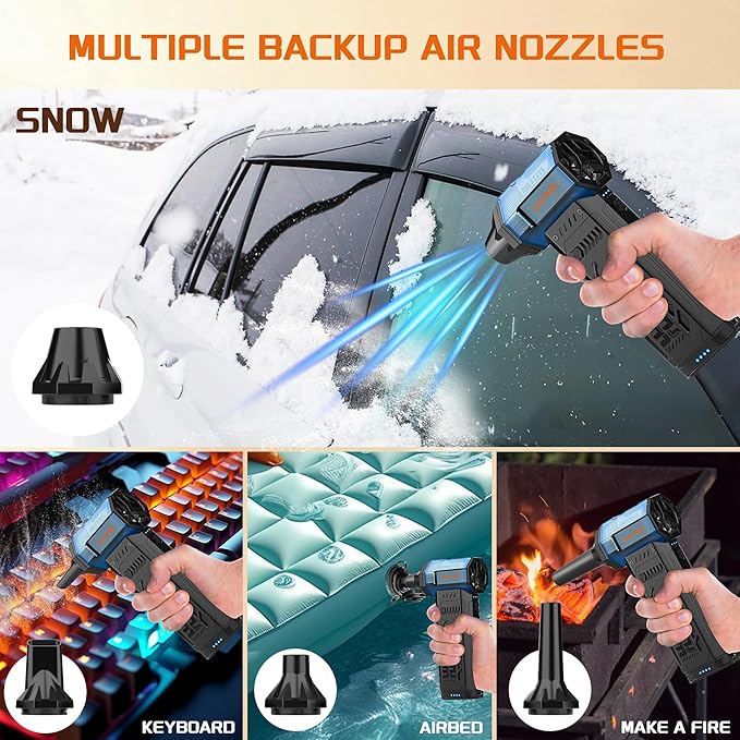 Air Duster - 250,000RPM Compressed Air Duster, Replaceable Batteries 2pcs,Long Life-mini Blower, 3-Gear Adjustable- Electeic Air Duster for Keyboard,PCs,Leaves,Car Cleaning (X301)