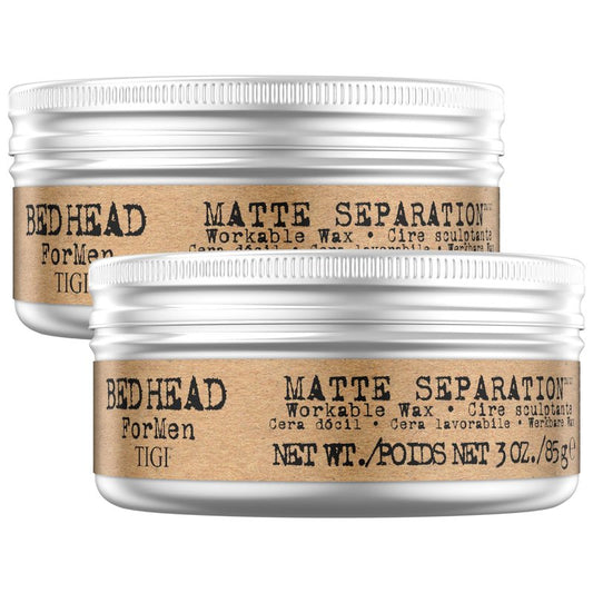 TIGI Bed Head Hair Wax for Men, Matte Separation 2-Pack – Workable Strong Hold, Anti-Humidity, Travel-Friendly Hair Products for Men, 3 Oz Ea