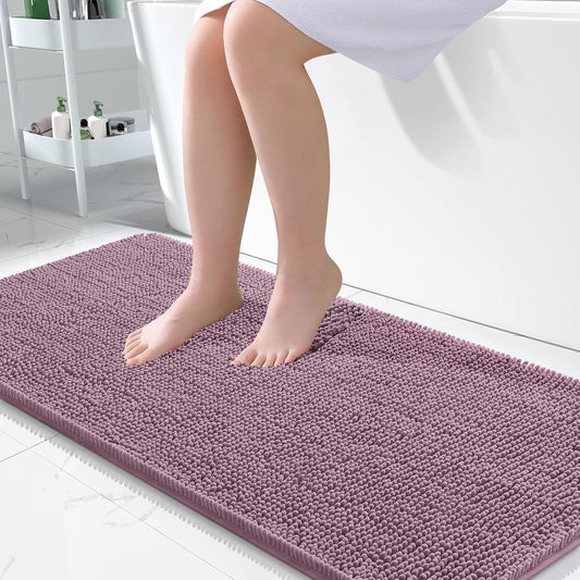 OLANLY Large Bath Rugs - Extra Soft Chenille | Quick Dry, Machine Washable, 50x30, Deep Plum