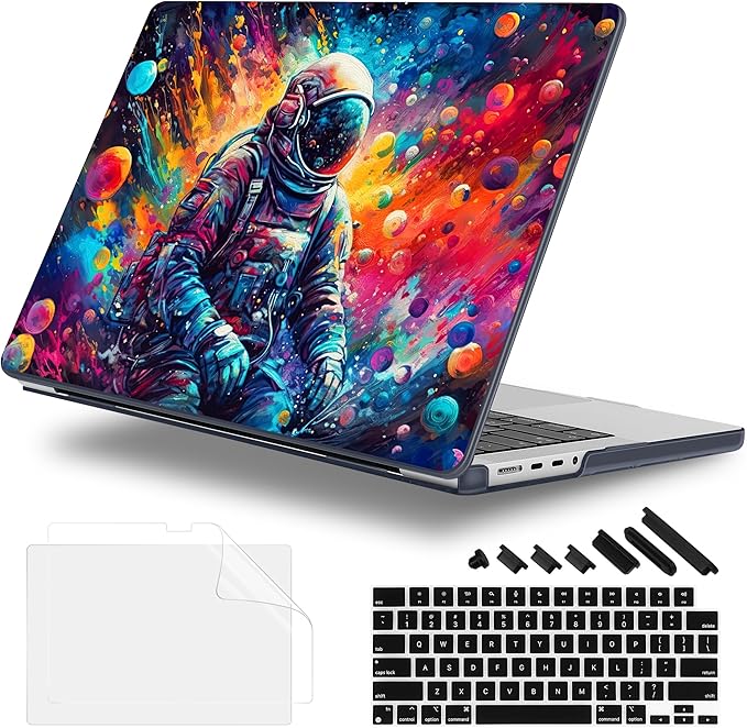 Lepeoac for MacBook Pro 16 inch Case M1 M2 M3 M4 M5 Pro/Max with Liquid Retina XDR, Release 2021-2025 2026 A3429 A3428, Hard Shell Case with Screen Protector & Keyboard Cover, Astronaut