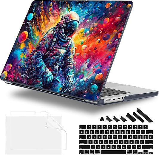 Lepeoac for MacBook Pro 16 inch Case M1 M2 M3 M4 M5 Pro/Max with Liquid Retina XDR, Release 2021-2025 2026 A3429 A3428, Hard Shell Case with Screen Protector & Keyboard Cover, Astronaut