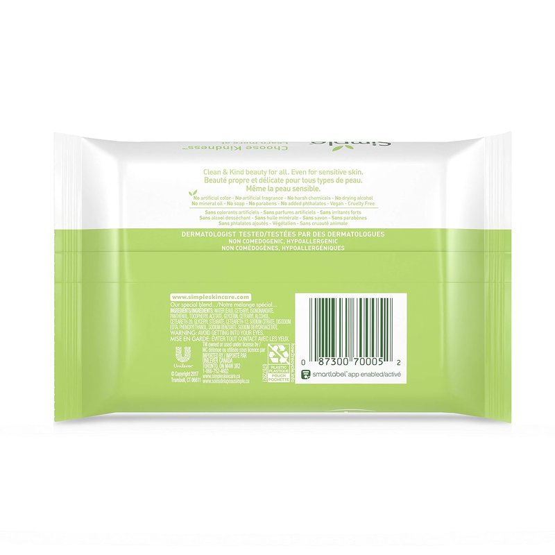Cleansing Wipes for Makeup Removal - Gentle, Fragrance-Free Face Wipes | 25 Count, White, Pack of 6