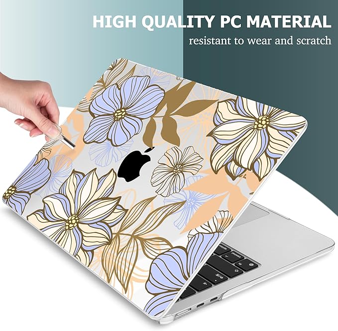 Mektron for 2026 MacBook Air 13-inch M5 Laptop Case A3449 with 13.6-inch Liquid Retina Display Fits 2025 A3240 M4 2024 A3113 M3 2023 A2681 M2 Printed Hard Shell for MacBook Air 13.6", Abstract Floral