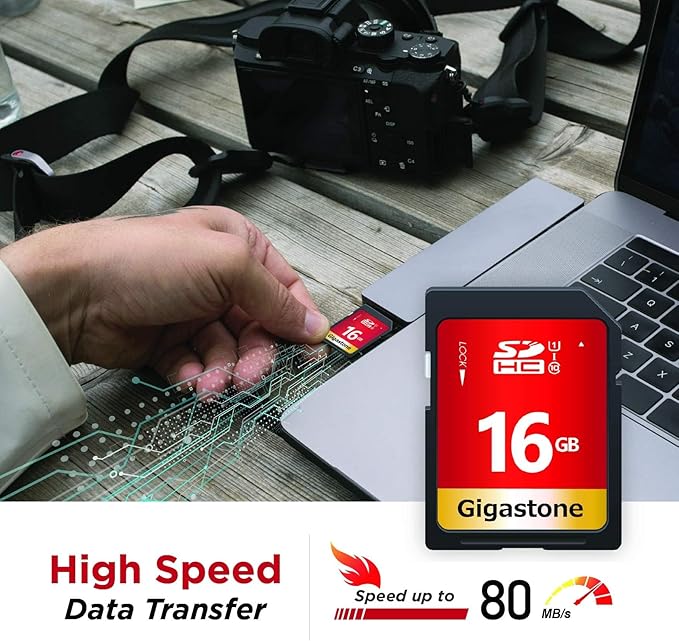 GIGASTONE 16GB SD Card 50-Pack UHS-I U1 Class 10 SDHC Memory Card High Speed Full HD Video Compatible with Digital Camera, SPYPOINT TACTACAM WOSPORTS Trail Camera, with 50 Mini Cases