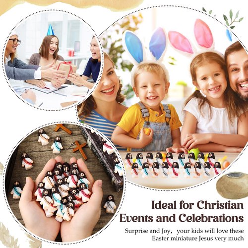 Bememo 25 Pcs Little Jesus Figures, Mini Jesus Loves You Figures, Original Design Multicolor Tiny Easter Figurines to Hide and Seek Religious Gifts for Easter Egg Stuffers(Bohemia Colors)
