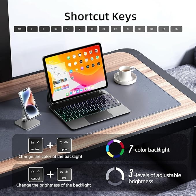 CSZZACME for iPad Air 13 inch case Keyboard M4/M3/M2(2026,2025,2024),Magic Keyboard for iPad Pro 12.9 (6th,5th,4th,3rd Gen),Magnetic Attach,Multi-Gesture Trackpad,7-Color Backlit,Shortcut Keys,Black