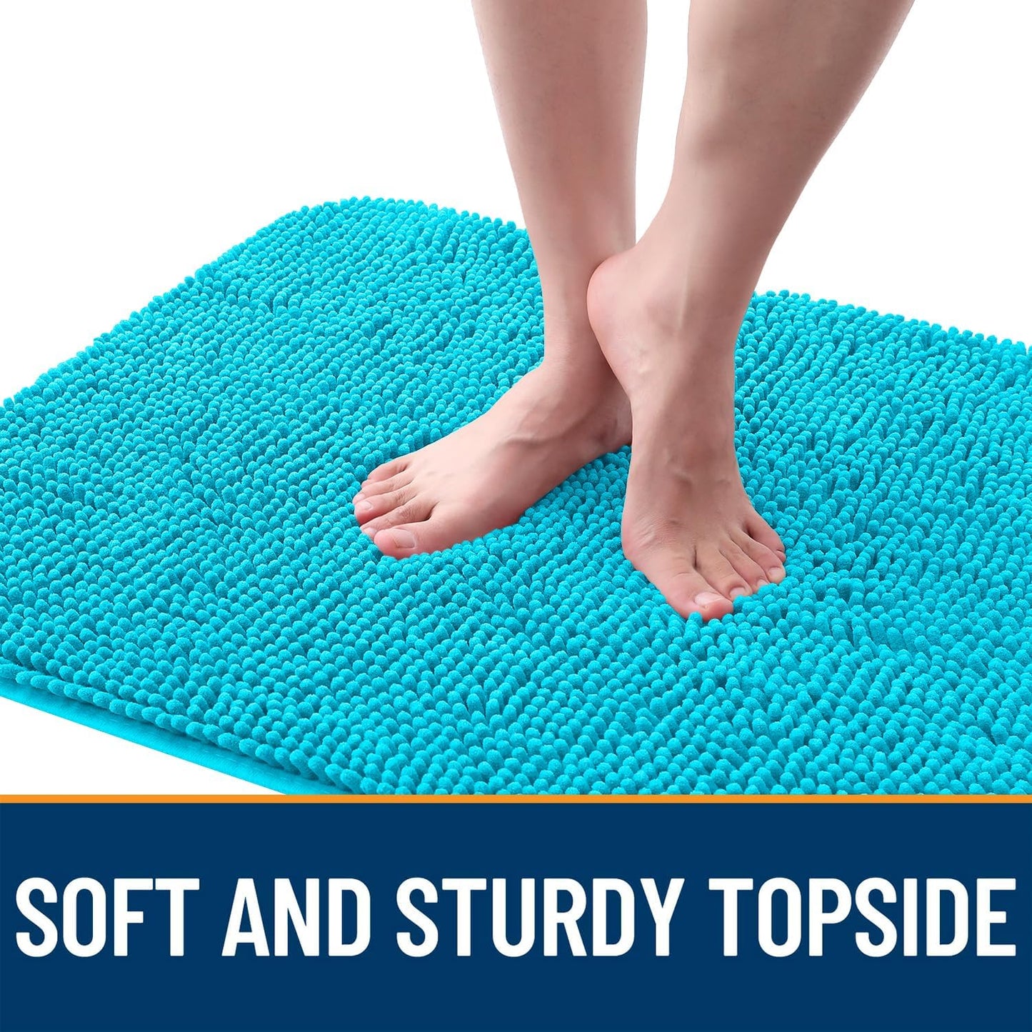 OLANLY Dog Door Mat - Absorbent Non-Slip Washable Mud Mat for Indoor Use | Aqua Blue 47x32